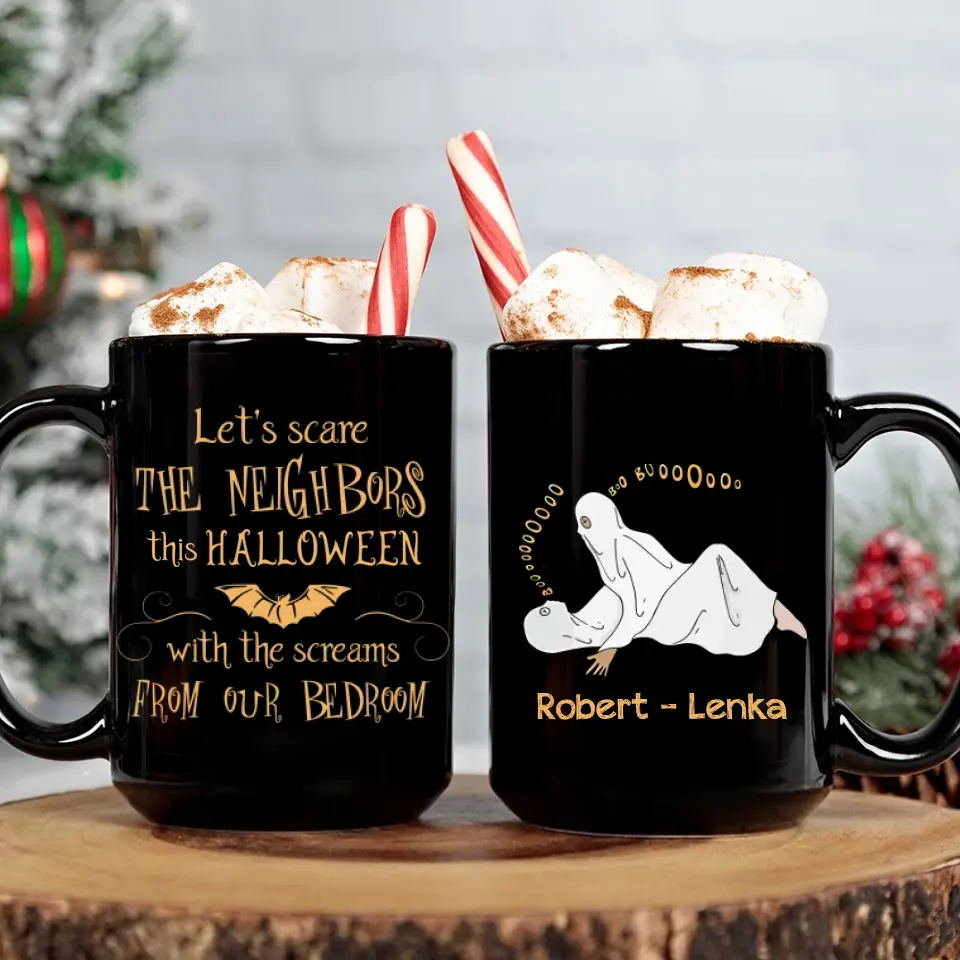 Let's Scare The Neighbors This Halloween - Personalized Black Mug - Image 6