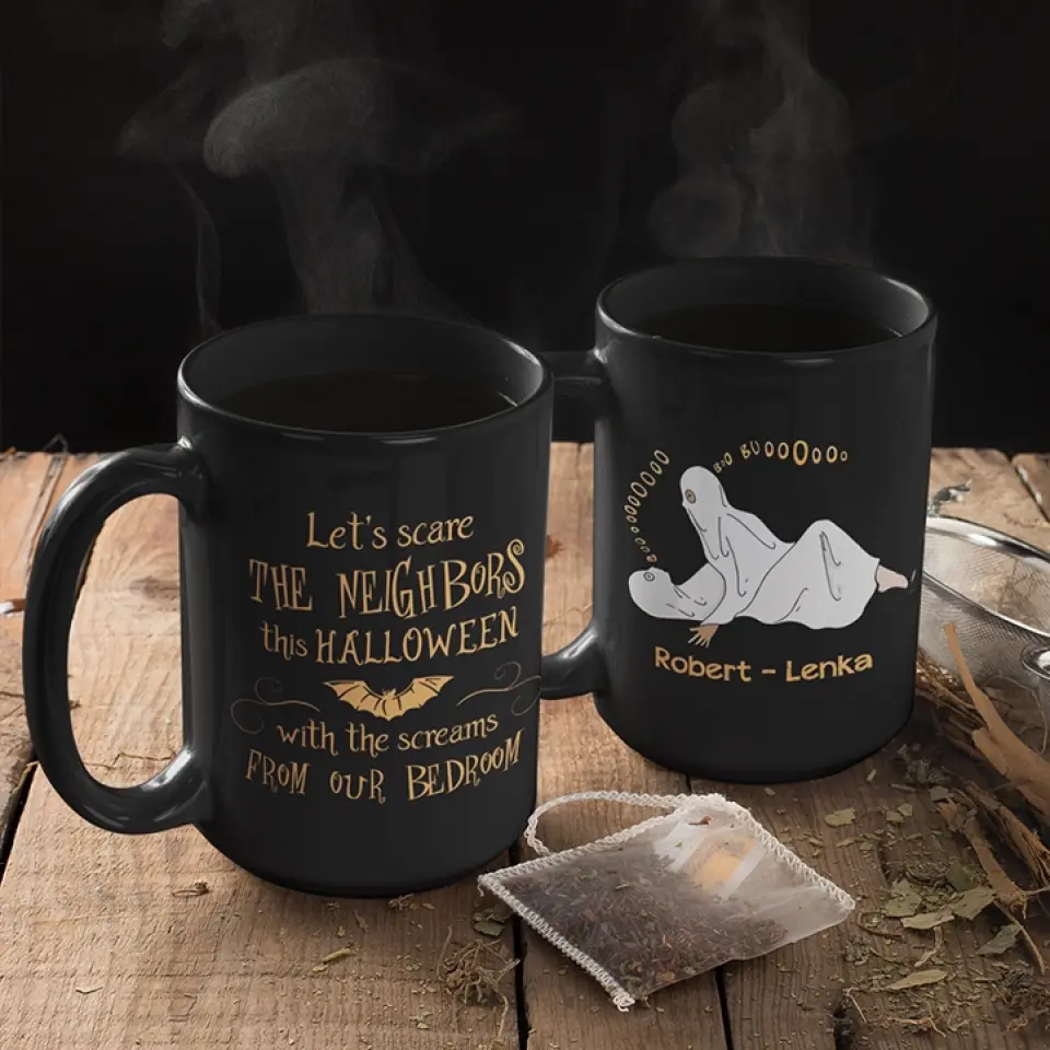 Let's Scare The Neighbors This Halloween - Personalized Black Mug - Image 9