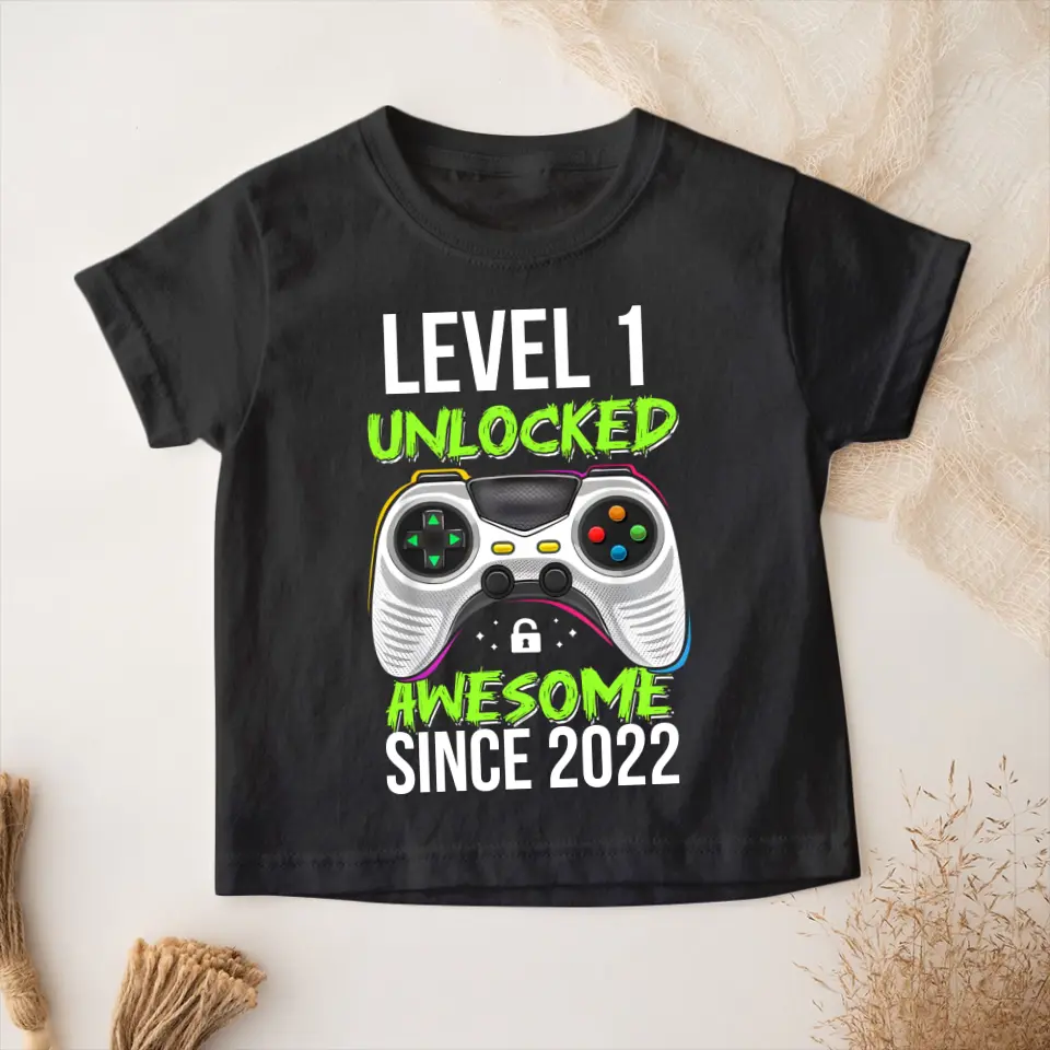 Level Unclocked Awesome Since, Personalized Youth Shirt, Baby Bodysuit, Birthday Gift For Children, Kids | 310IHPNPTS1097 - Image 2