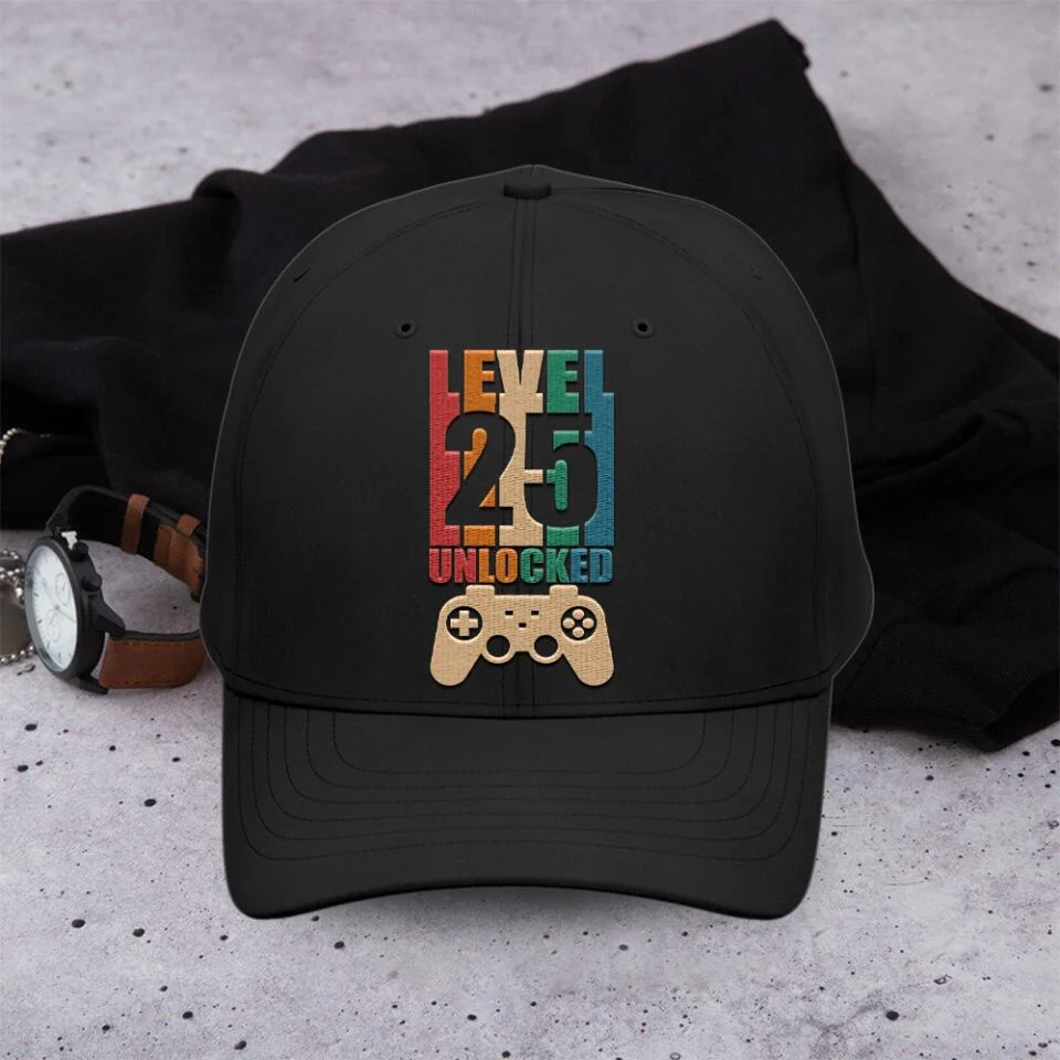 Level Unlocked - Personalized Twill Cap - Custom Number - Birthday Gift For Husband/Dad/Uncle - Image 2