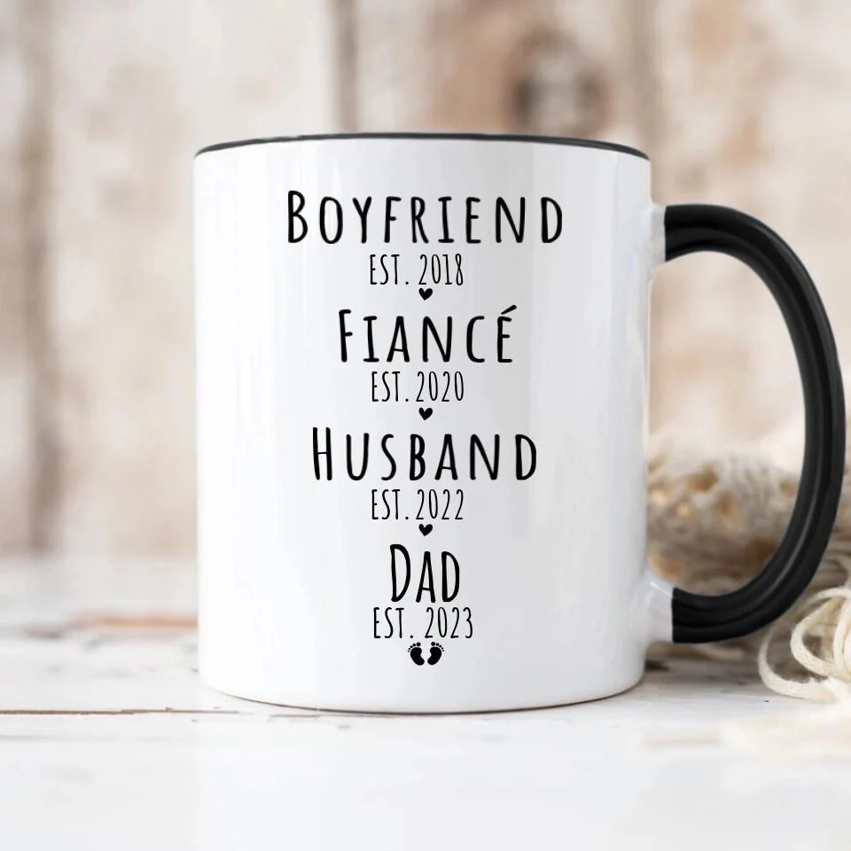 Level Up to Dad Mom - Boyfriend Girlfriend Fiance Husband Wife Dad Mom Personalized Mug - Image 3