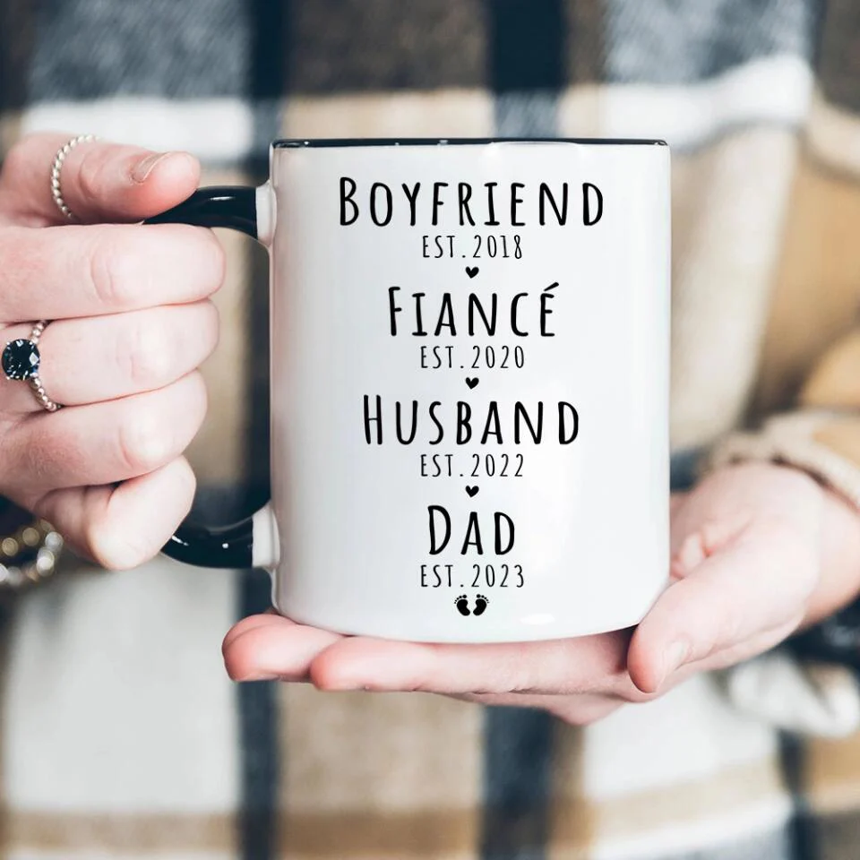 Level Up to Dad Mom - Boyfriend Girlfriend Fiance Husband Wife Dad Mom Personalized Mug - Image 4