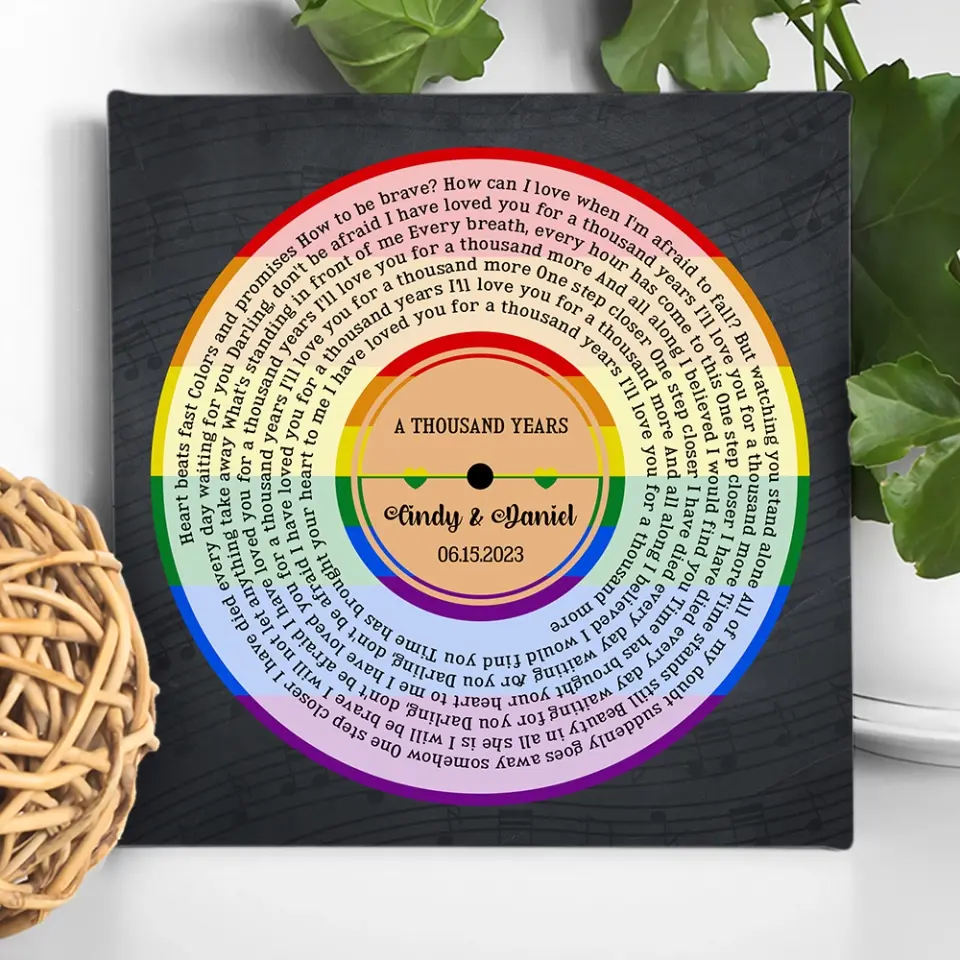 LGBT Pride - Custom Song & Lyrics - Square Canvas Poster - Wedding Anniversary Gift For Gay Lesbian Couples - Image 2