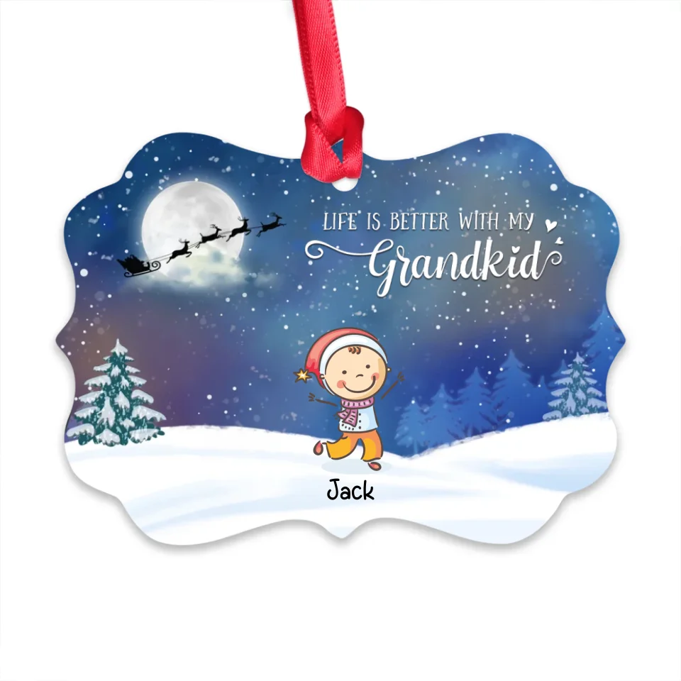 Life Is Better With Grandkids - Custom Acrylic Wooden Ornament - Christmas Gift For Grandpa Grandma - Image 3