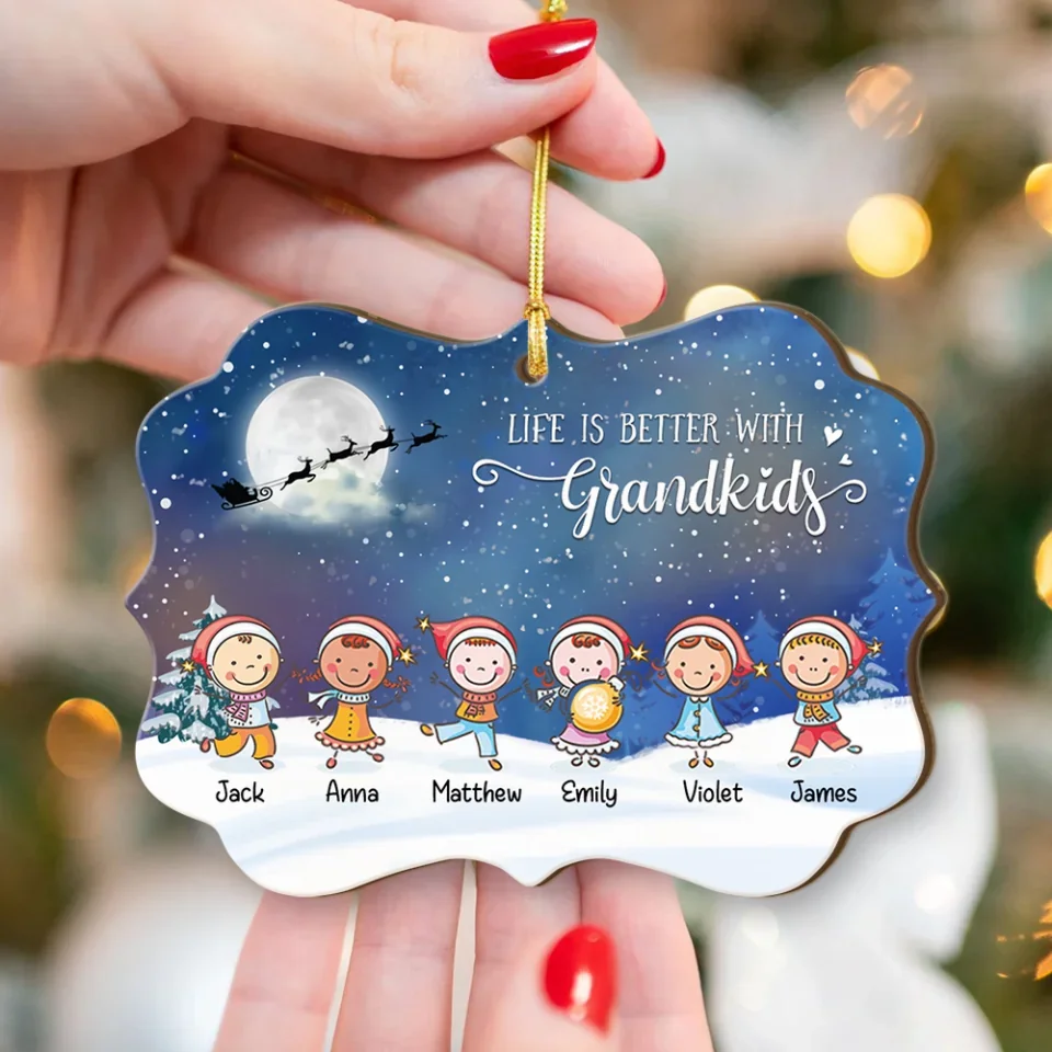 Life Is Better With Grandkids - Custom Acrylic Wooden Ornament - Christmas Gift For Grandpa Grandma - Image 5