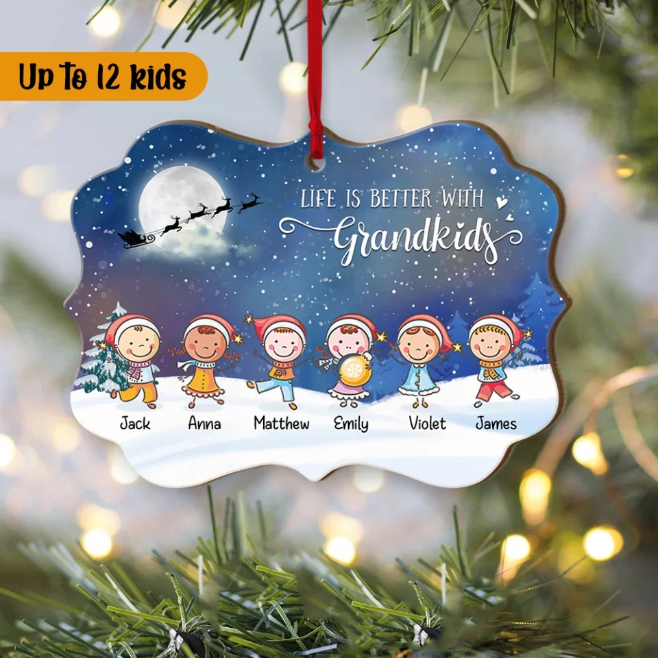 Life Is Better With Grandkids - Custom Acrylic Wooden Ornament - Christmas Gift For Grandpa Grandma - Image 7