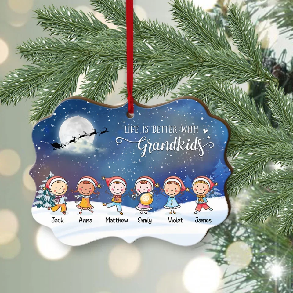 Life Is Better With Grandkids - Custom Acrylic Wooden Ornament - Christmas Gift For Grandpa Grandma - Image 9