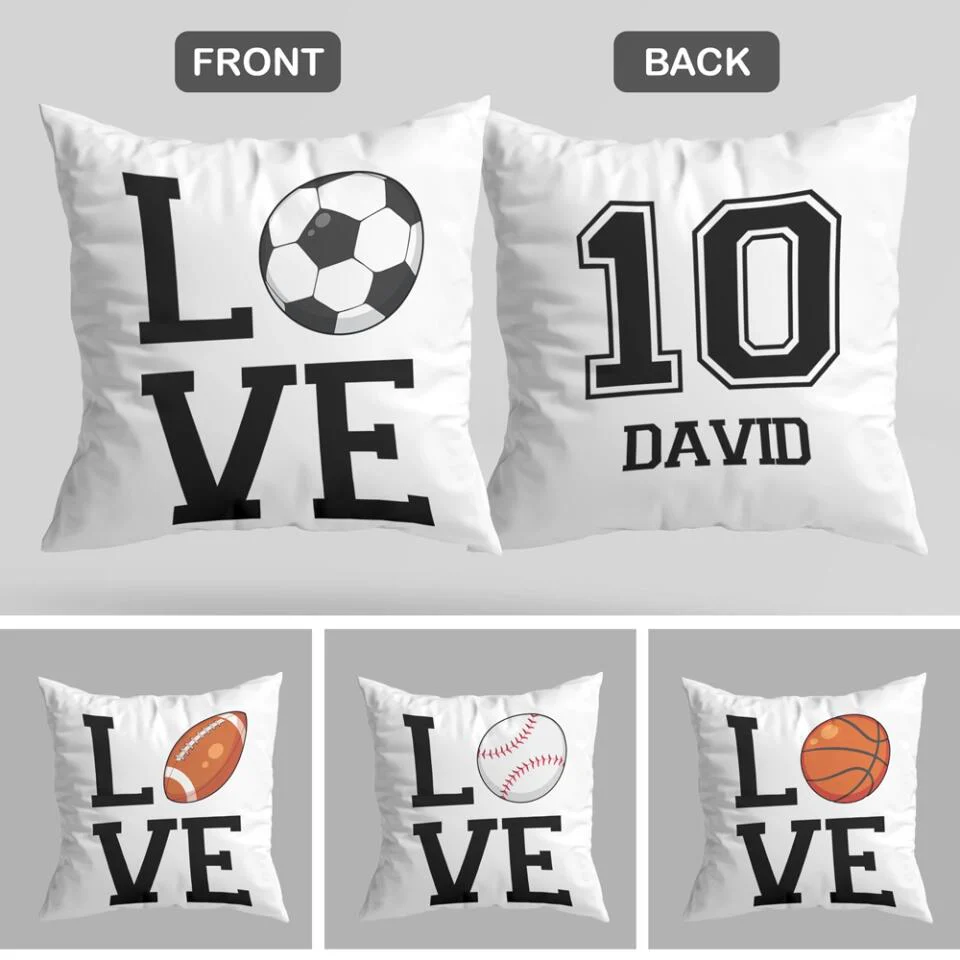 Love Football Soccer Basketball Baseball Personalized Canvas Pillow Gift For Sport Lover - Image 6