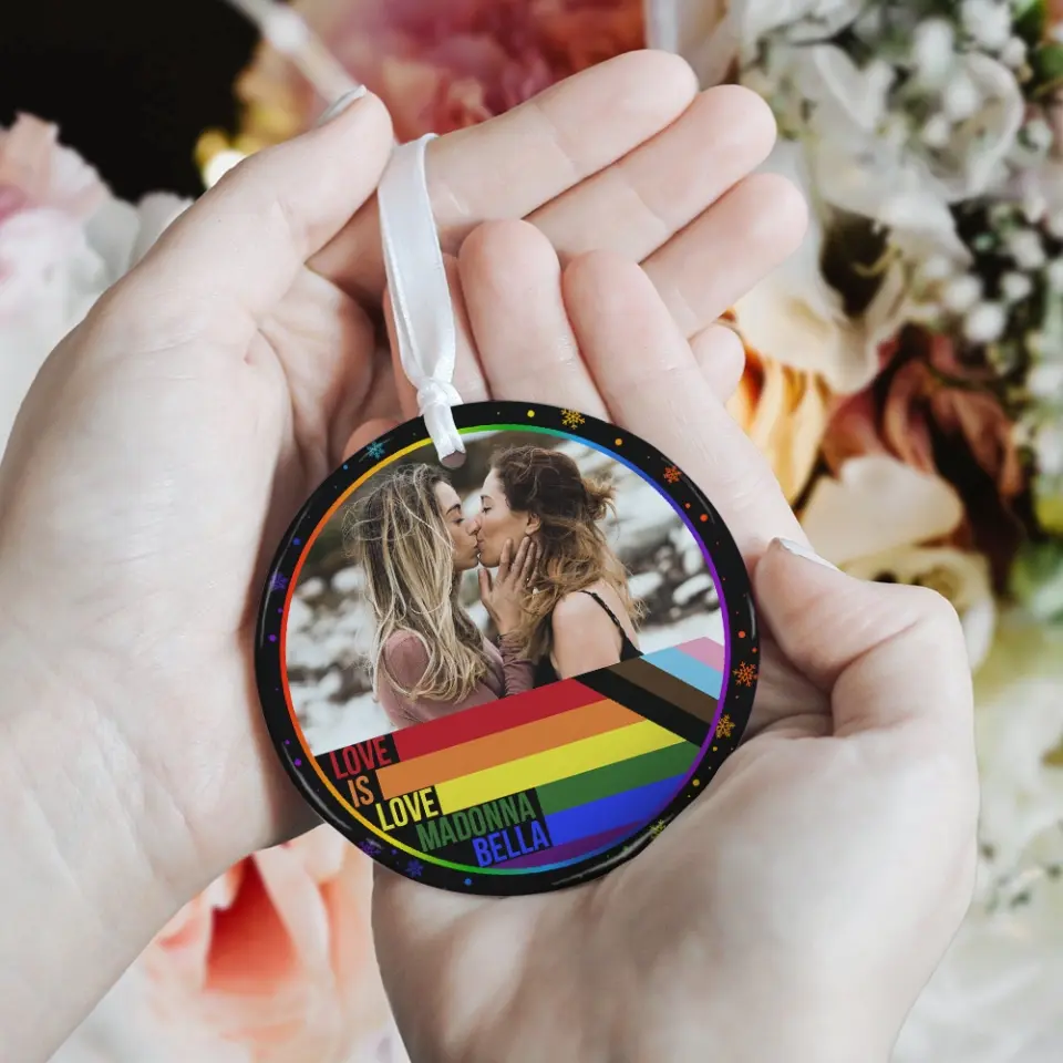 Love Is Love Custom Ornament LGBT Pride Gifts For Couple - Image 5