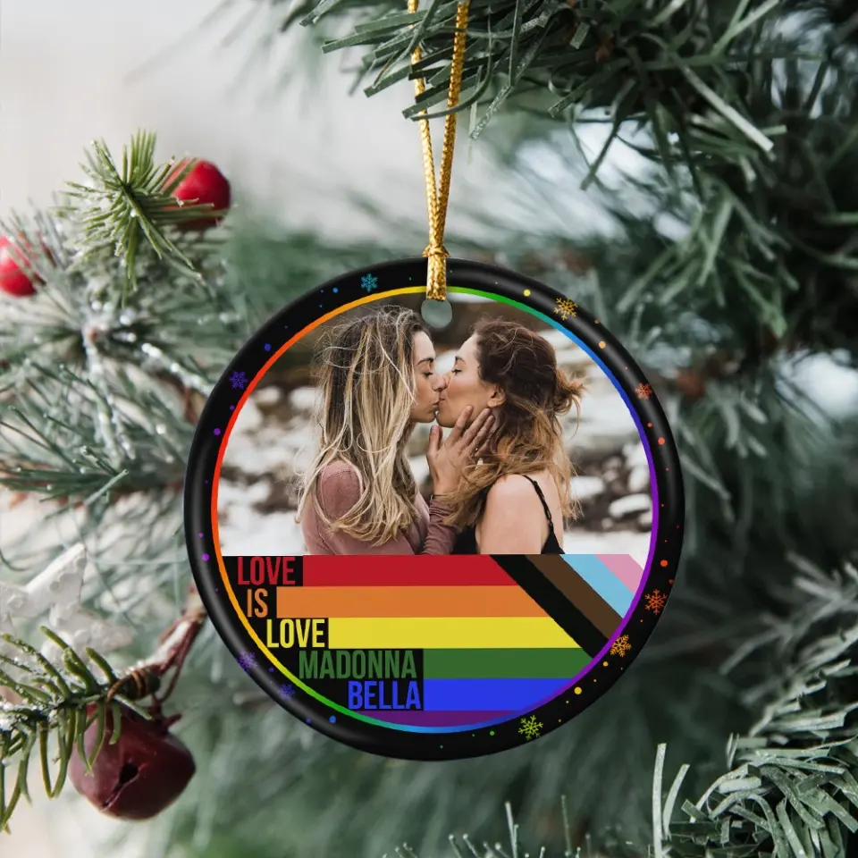 Love Is Love Custom Ornament LGBT Pride Gifts For Couple - Image 6