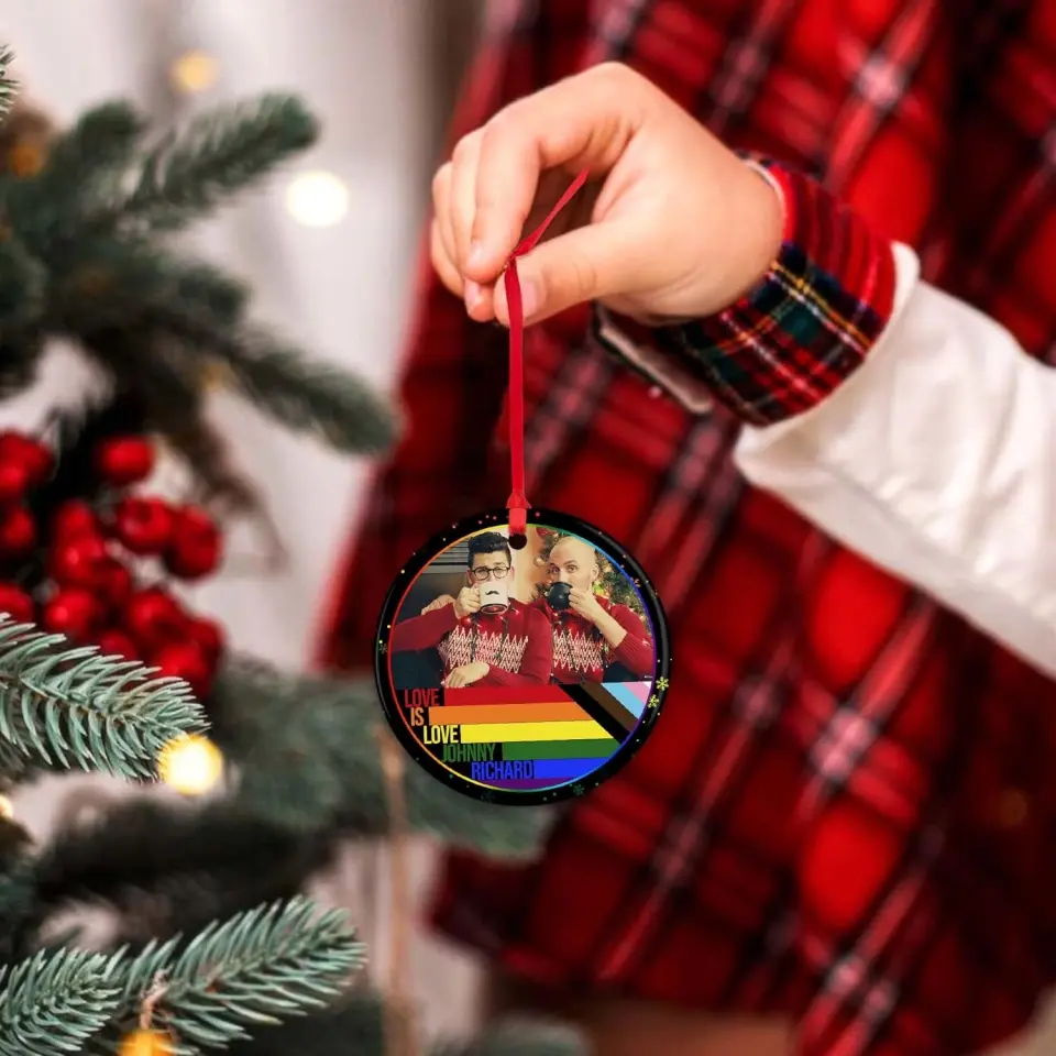 Love Is Love Custom Ornament LGBT Pride Gifts For Couple - Image 8
