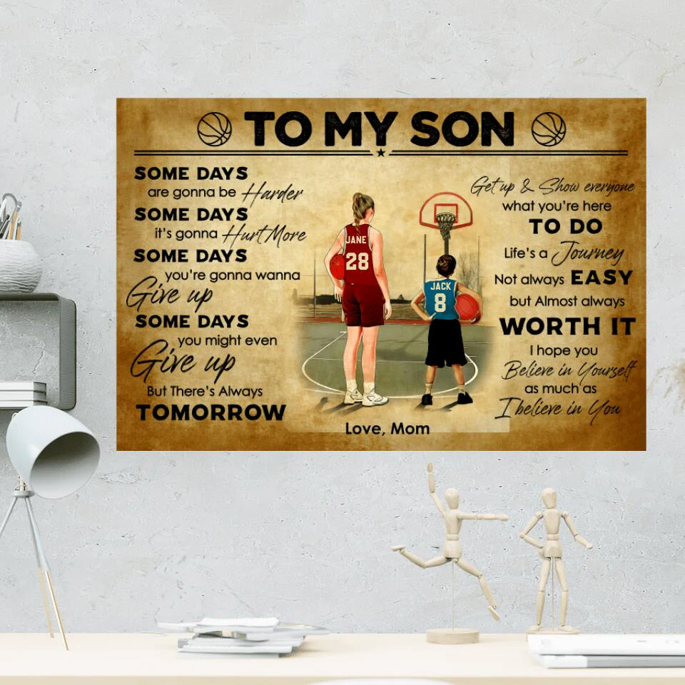 Love Message To My Son From Mom Custom Canvas Poster Birthday Gift For Son Basketball Lovers - Image 6