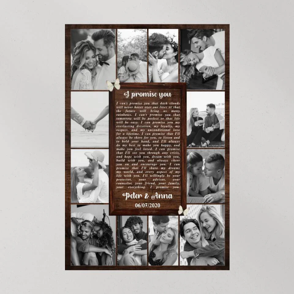 Love Quote Photo Collage Custom Canvas Poster Anniversary Gift For Wife - Image 2