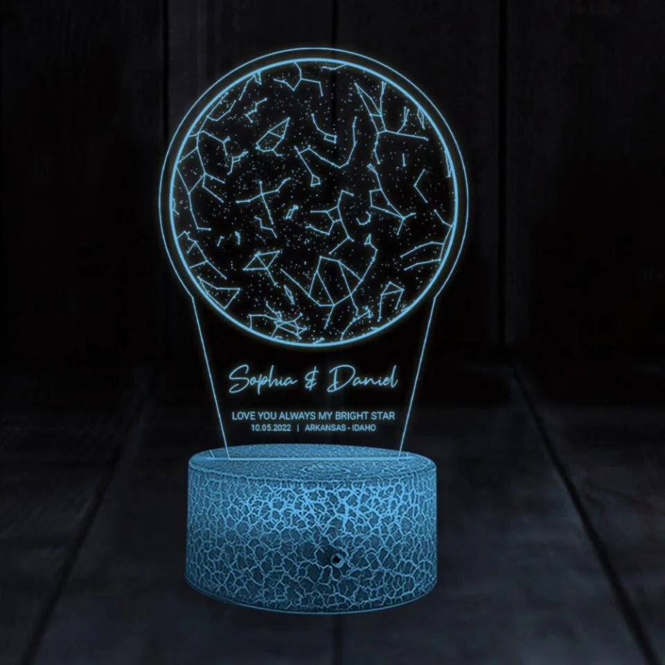 Love You Always My Bright Star - Custom Star Map 3D Led Light - Anniversary Gift - Image 5