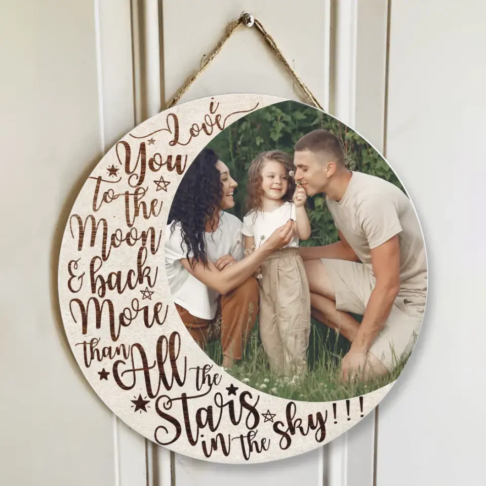 Love You To The Moon and Back Custom Made Wood Signs Gift For Parents - Image 3