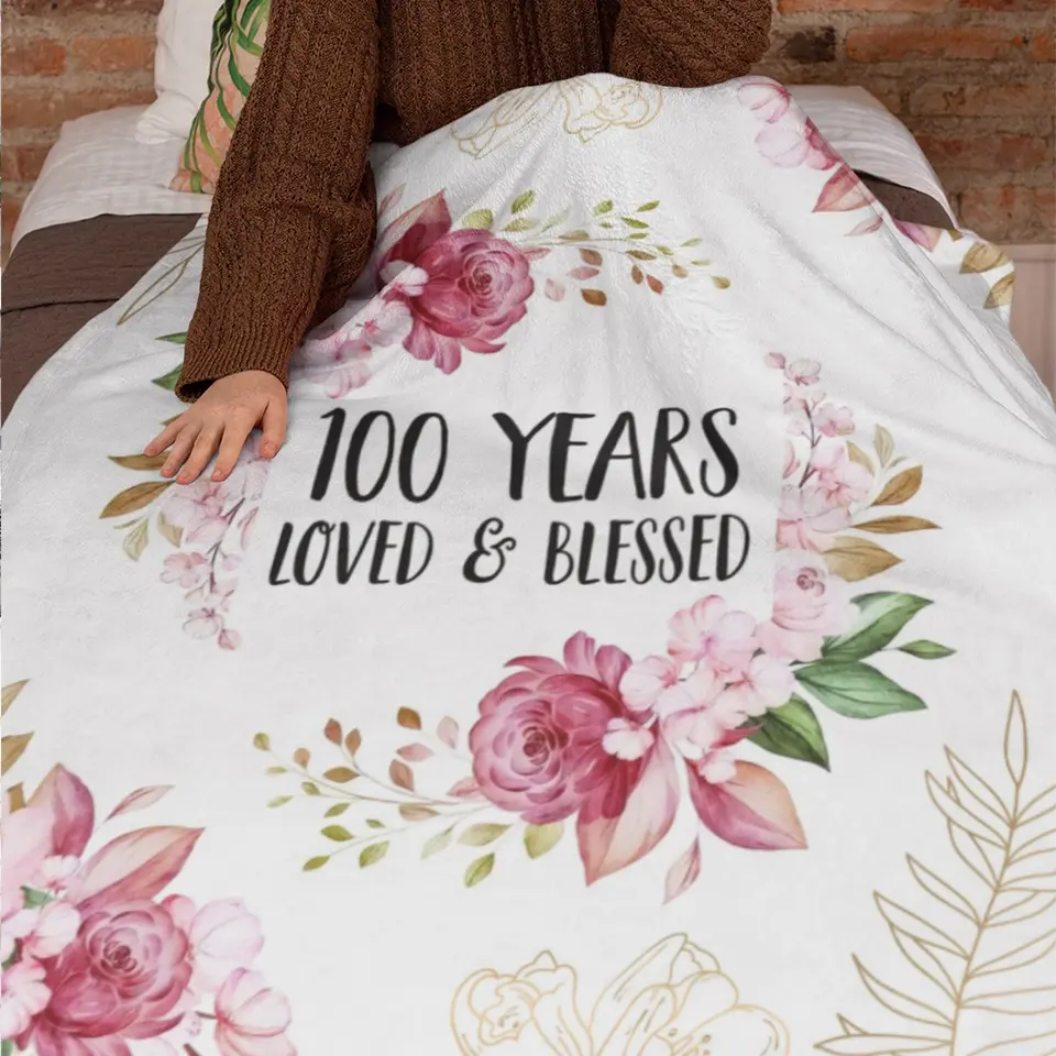 Loved & Blessed Floral Blanket - Personalized Fleece Blanket - Birthday Gift For Mom, Grandma, Auntie | 308IHPBNBL308 - Image 11