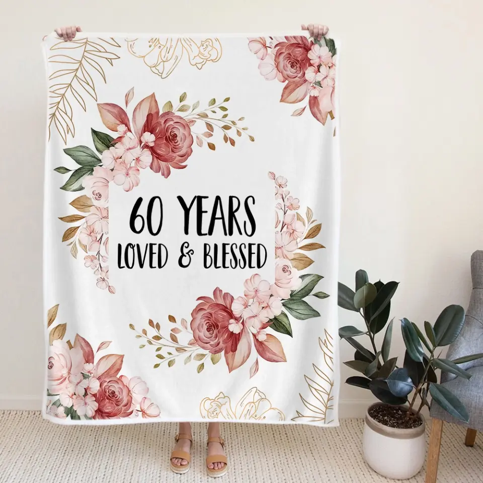 Loved & Blessed Floral Blanket - Personalized Fleece Blanket - Birthday Gift For Mom, Grandma, Auntie | 308IHPBNBL308 - Image 7