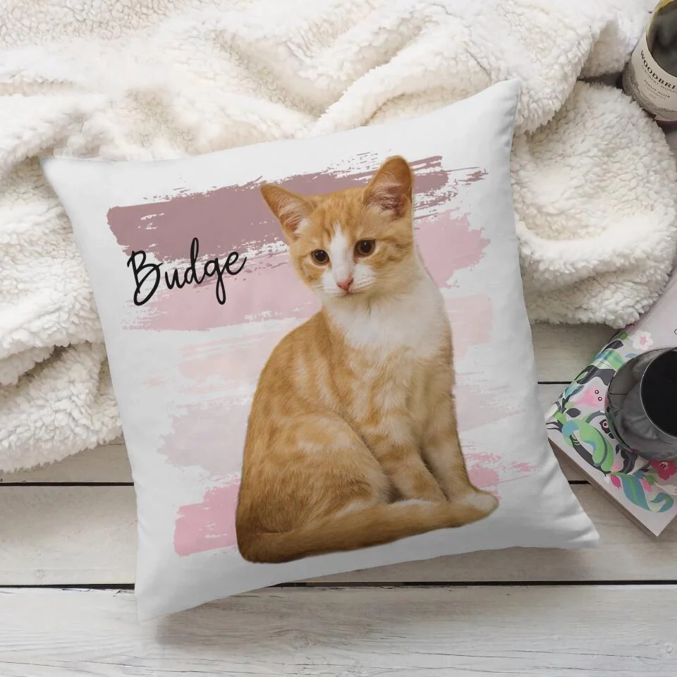 Lovely Dog/Cat Pillow Personalized Upload Photo Linen Pillow - Image 5