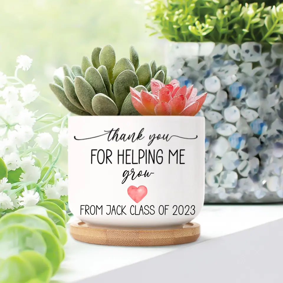 Lucky To Have A Teacher Like You - Personalized Ceramic Plant Pot - Gift For Teacher | 306IHPBNPO750 - Image 3