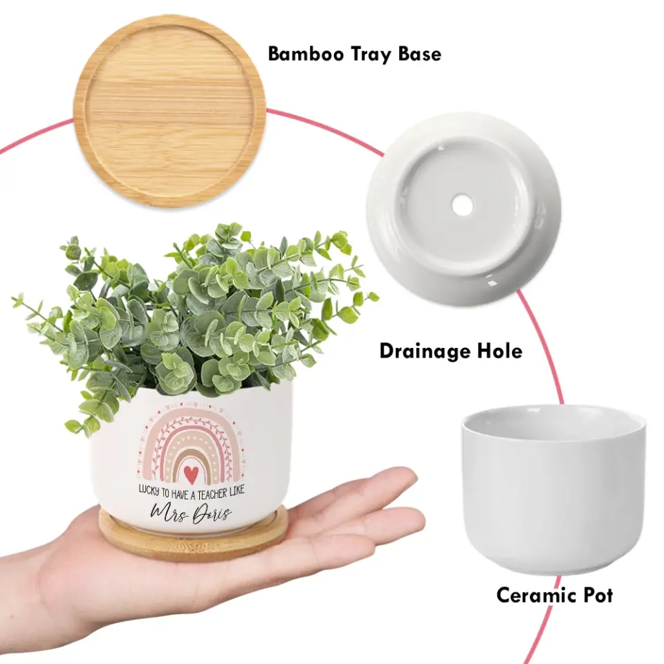 Lucky To Have A Teacher Like You - Personalized Ceramic Plant Pot - Gift For Teacher | 306IHPBNPO750 - Image 7