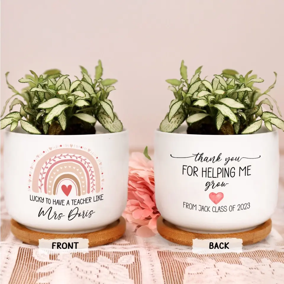Lucky To Have A Teacher Like You - Personalized Ceramic Plant Pot - Gift For Teacher | 306IHPBNPO750 - Image 8
