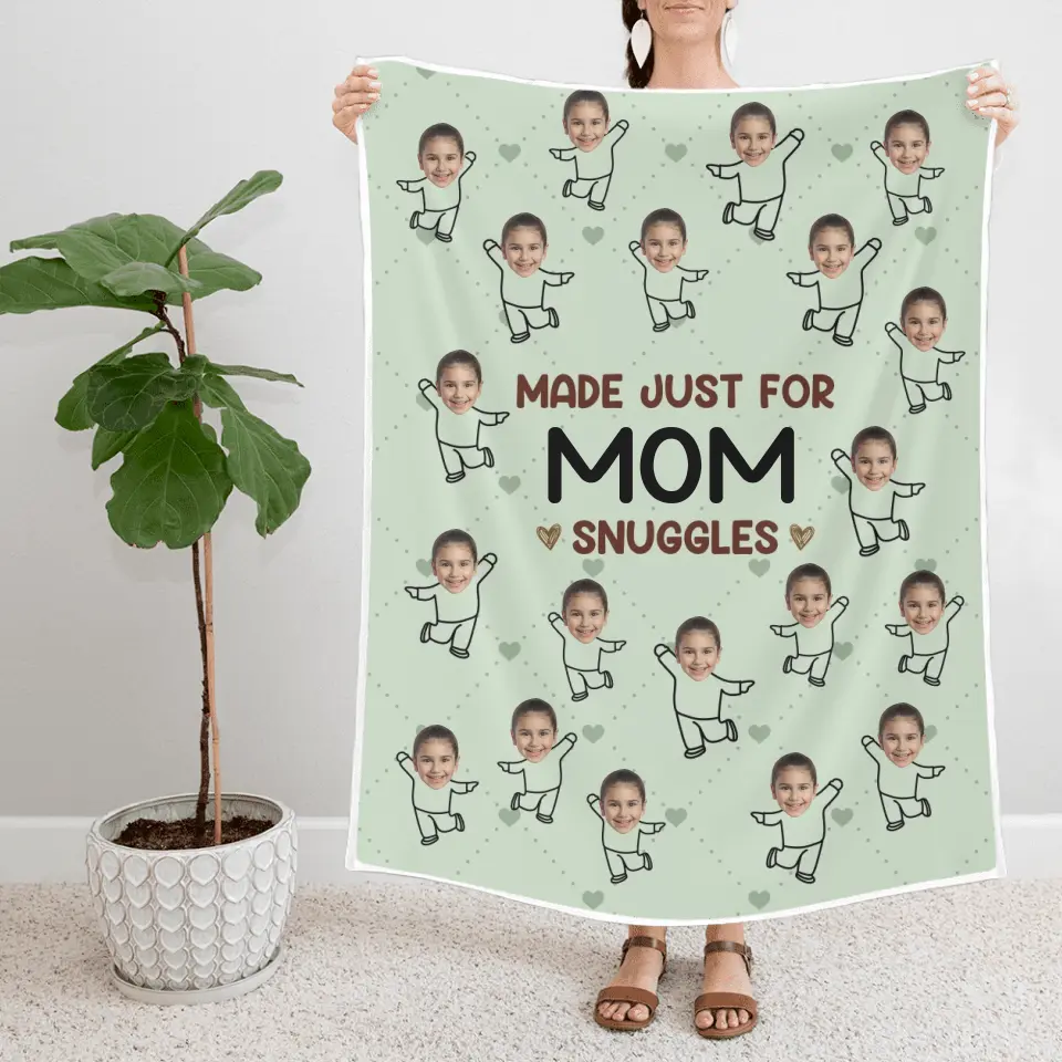 Made Just For Mom Snuggles - Custom Face's Photo Blanket - Best Gift For Mom For Mother On Mother's Day On Anniversary - Gift For Her - Home Decor - 304IHPLNBL454 - Image 2