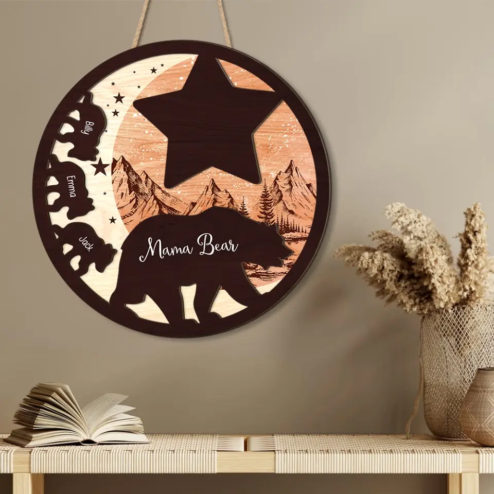 Mama Papa Bear Family Bear Personalized Art Piece - Image 6
