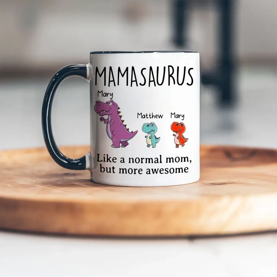 Mamasaurus Dadasaurus Cup, Custom Little Saurus with Names, Personalized Ceramic Mug, Cute Gifts for Mom & Dad - Image 6