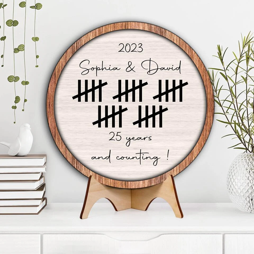 Couple Wooden Sign Many Years And Counting - Custom Wooden Art - Personalized Anniversary Gift For Couples - Image 7