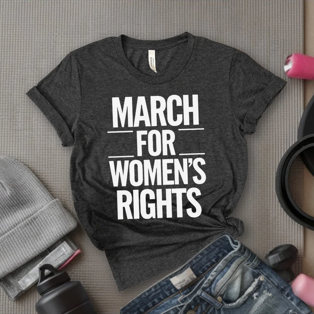 March for Women's Rights - Women's March T-Shirt - Women's History Month Tee - Unisex Jersey Short Sleeve Shirt - Gift for Feminists - Bella Canvas 3001 - Image 2