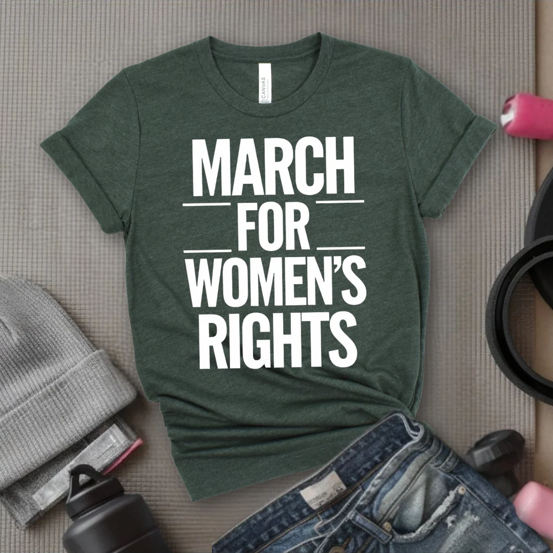March for Women's Rights - Women's March T-Shirt - Women's History Month Tee - Unisex Jersey Short Sleeve Shirt - Gift for Feminists - Bella Canvas 3001 - Image 3