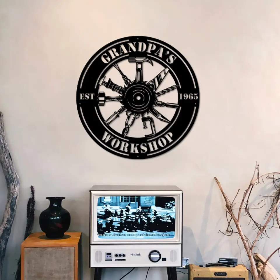 Master of the Garage, Custom Metal Workshop Sign, Personalized Name & Year, Cut Metal Sign for Men - Image 3
