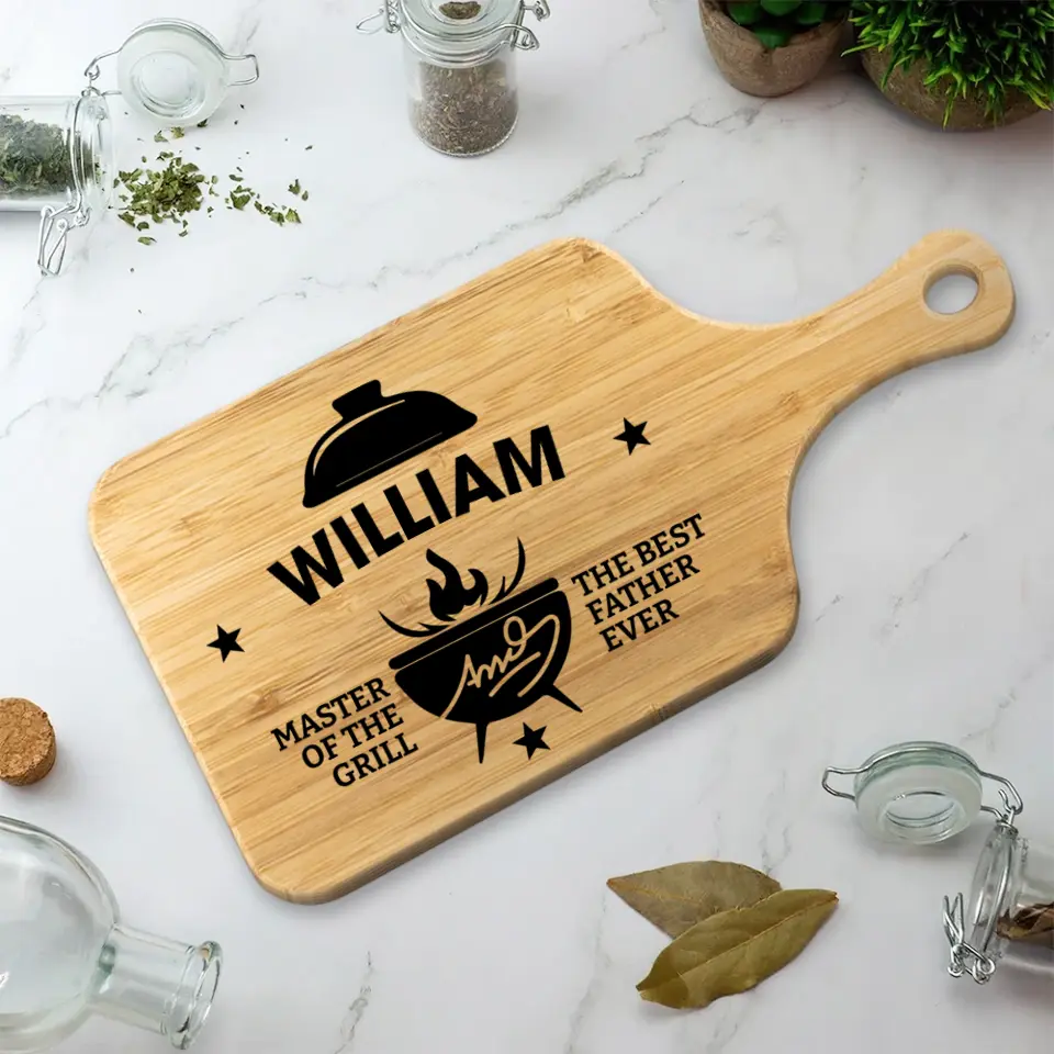 Master Of The Grill The Best Father Personalized Cutting Board - Image 3