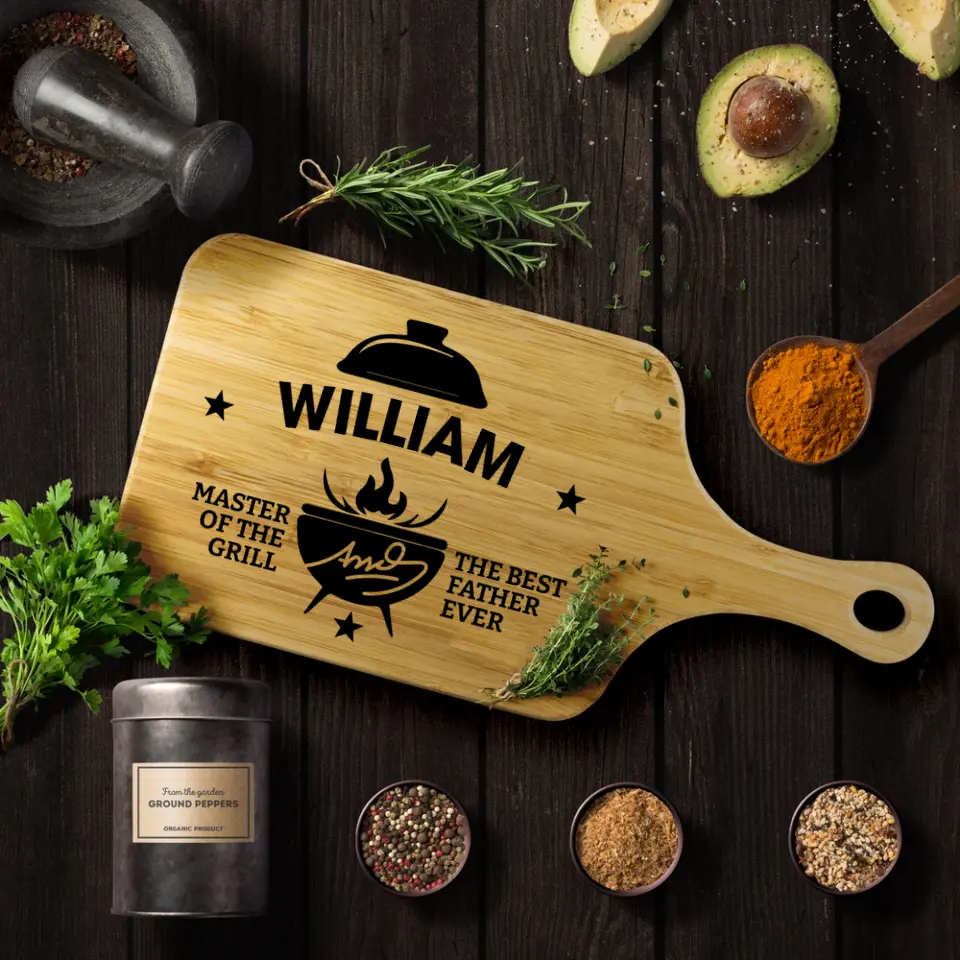 Master Of The Grill The Best Father Personalized Cutting Board - Image 4