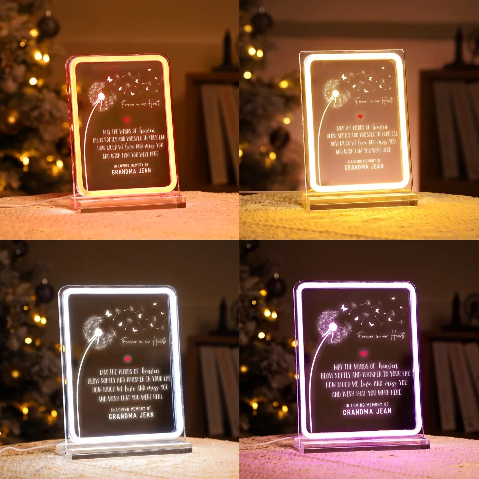 May the Winds of Heaven - Memorial Gift for Loss of Loved Ones - Acrylic Frame Night Light - Sympathy Keepsake - Image 6