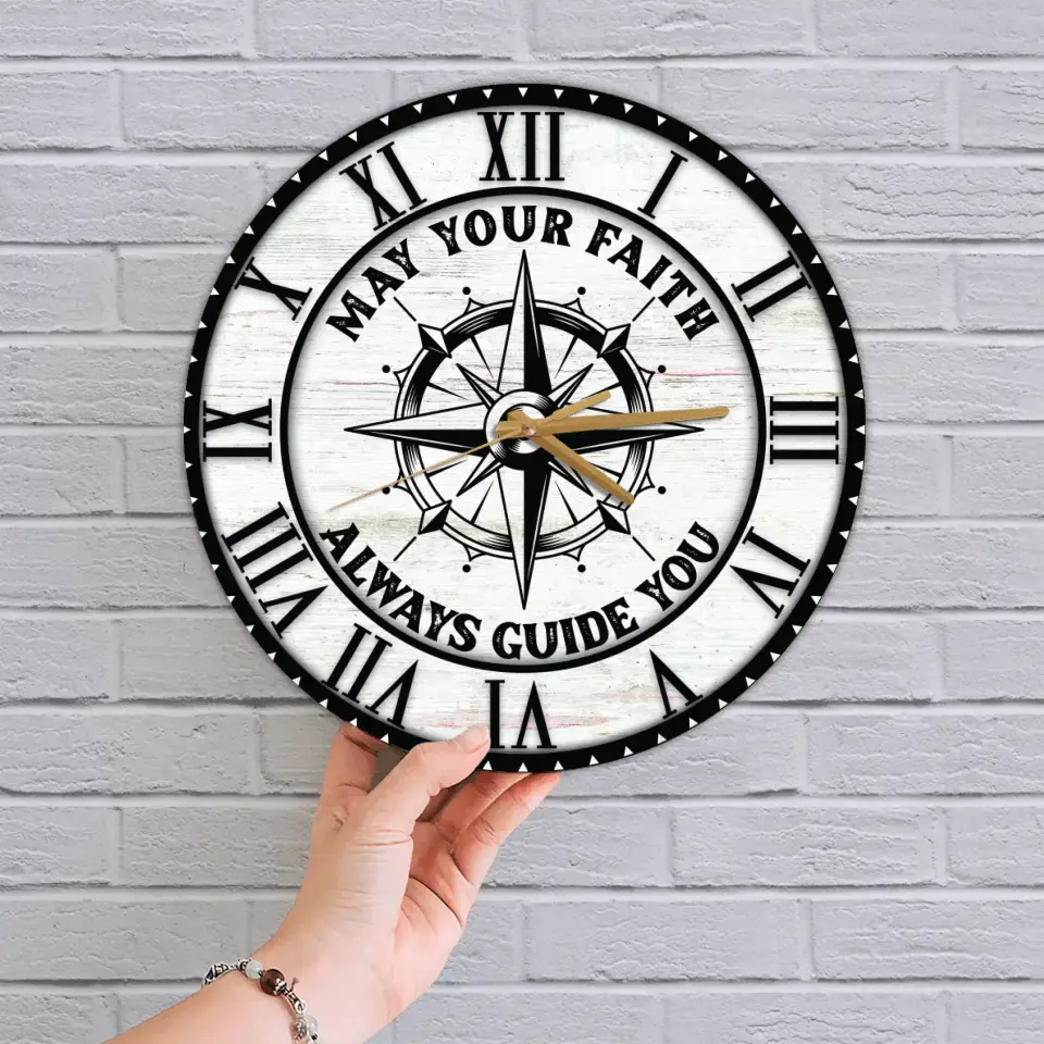 May Your Faith Always Guide You - Custom Wooden Color Background - Confirmed in Christ Gift - Wall Clock - Christian Gifts for Men Boys - Image 3
