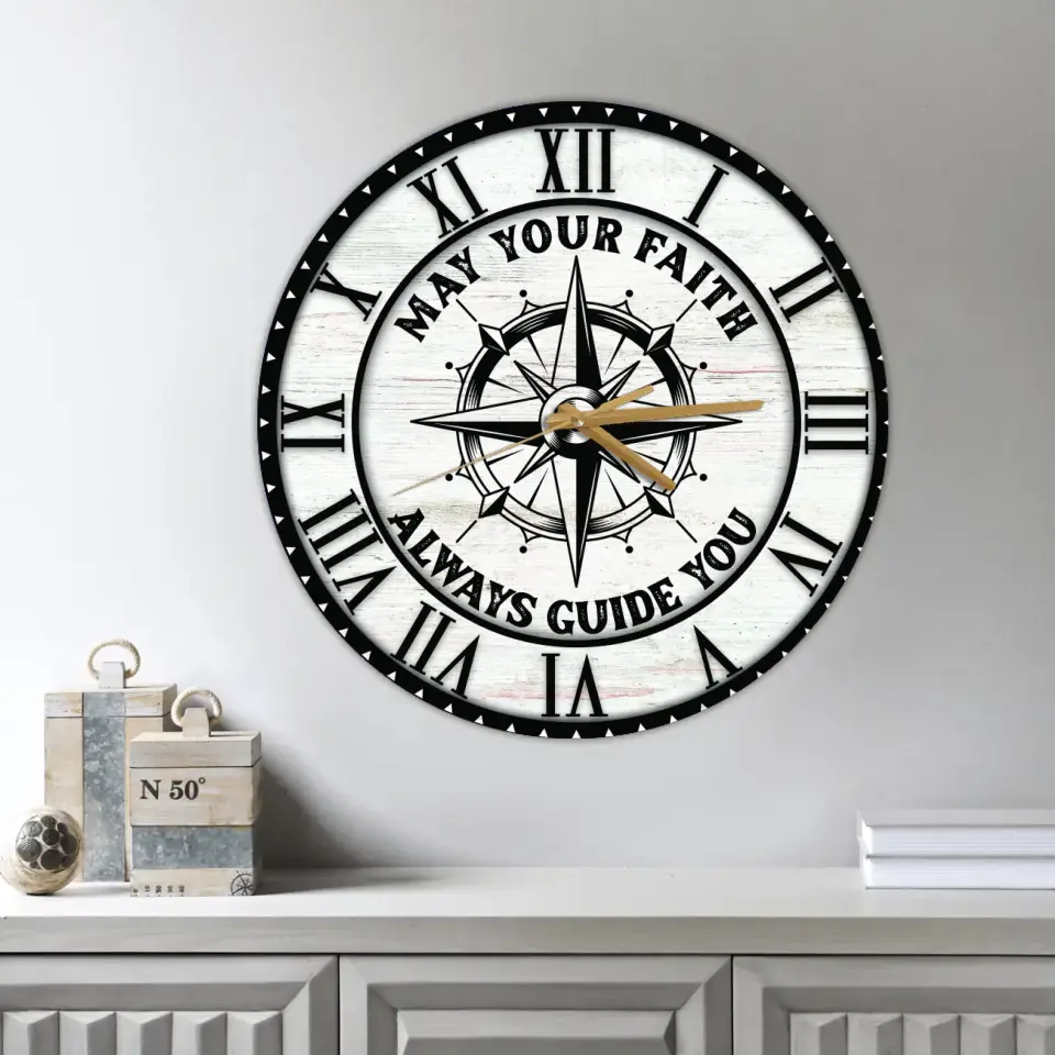 May Your Faith Always Guide You - Custom Wooden Color Background - Confirmed in Christ Gift - Wall Clock - Christian Gifts for Men Boys - Image 4