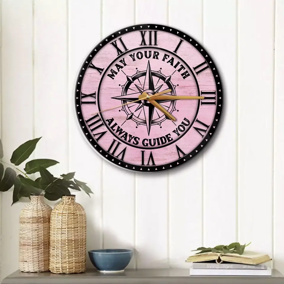 May Your Faith Always Guide You - Custom Wooden Color Background - Confirmed in Christ Gift - Wall Clock - Christian Gifts for Men Boys - Image 6