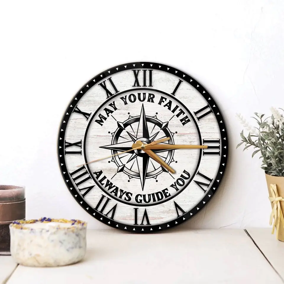 May Your Faith Always Guide You - Custom Wooden Color Background - Confirmed in Christ Gift - Wall Clock - Christian Gifts for Men Boys - Image 7