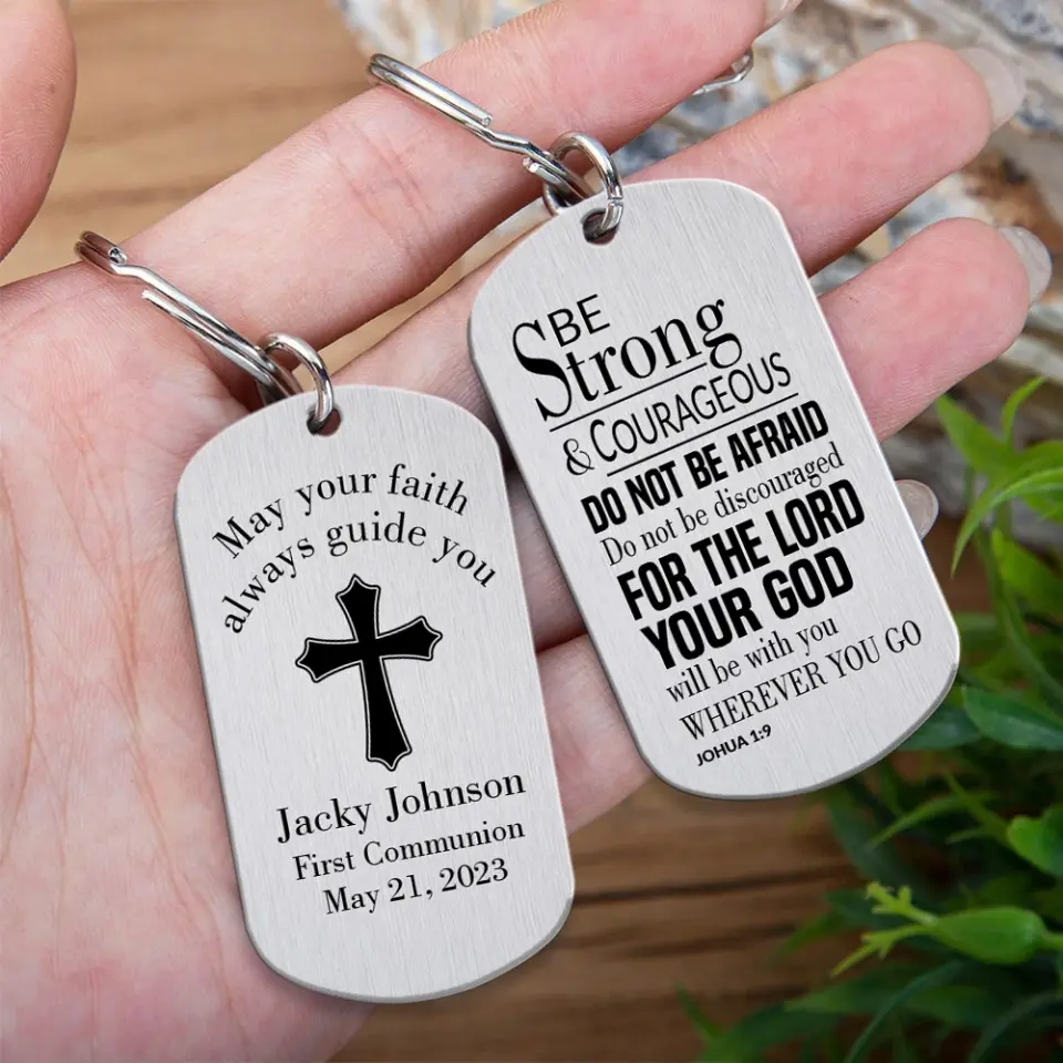 May Your Faith Always Guide You First Communion Personalized Stainless Keychain - Image 4
