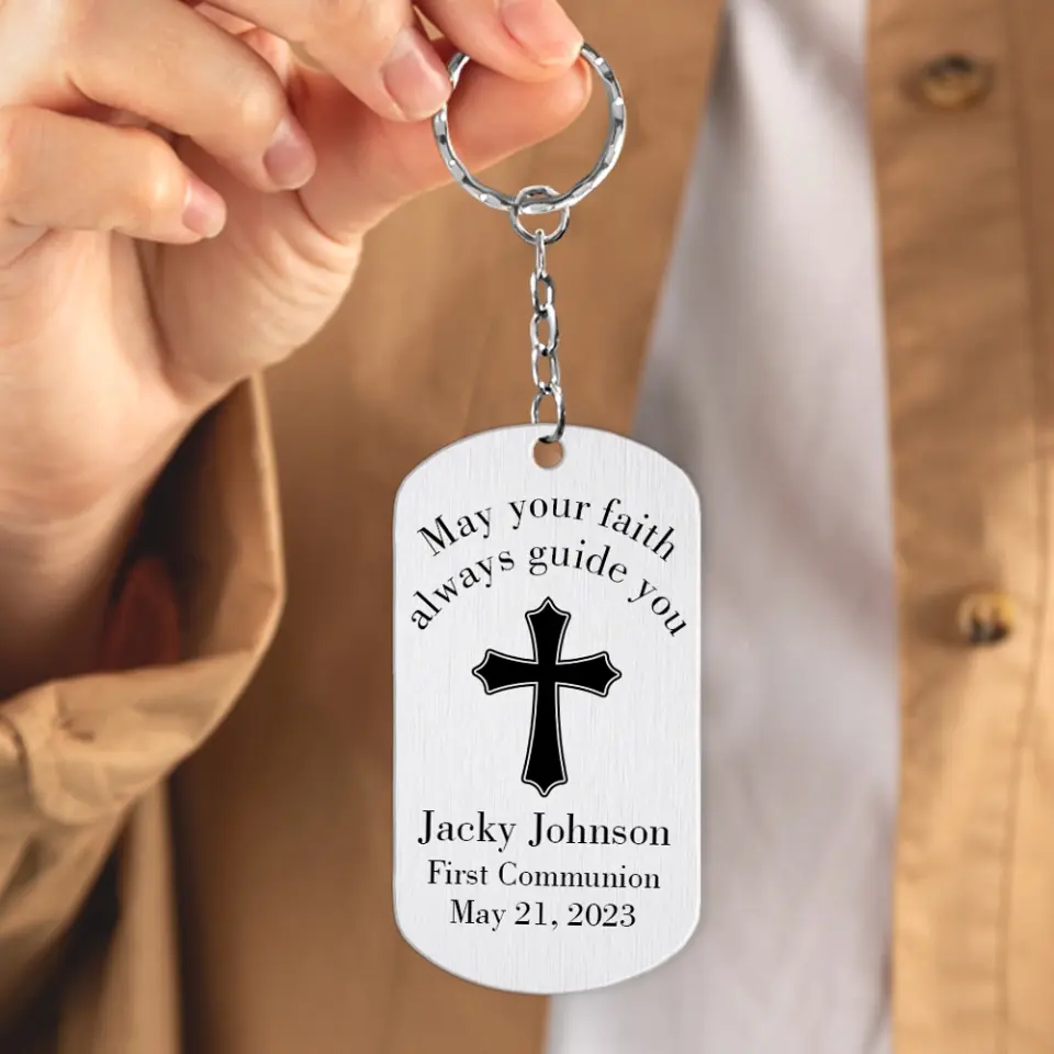 May Your Faith Always Guide You First Communion Personalized Stainless Keychain - Image 6