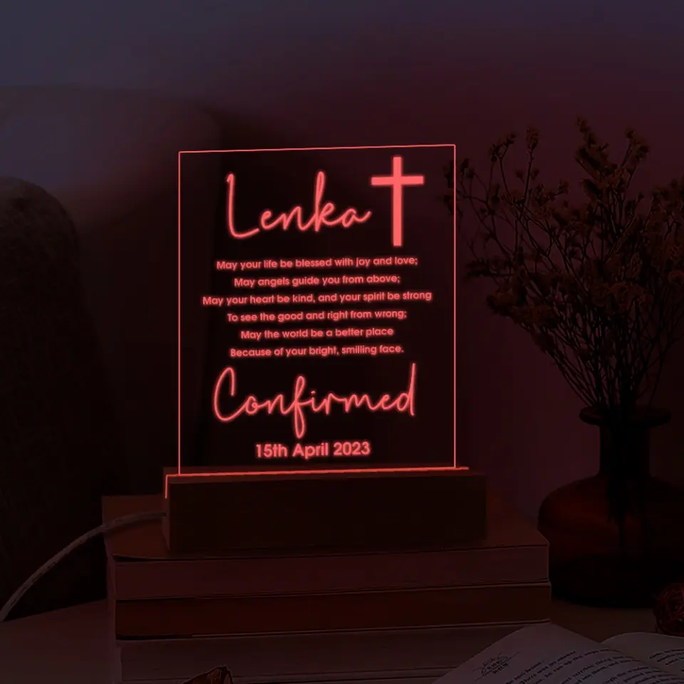 May Your Life Blessed With Joy And Love - Personalized 3D LED Light - Confirmation Gift - Image 6