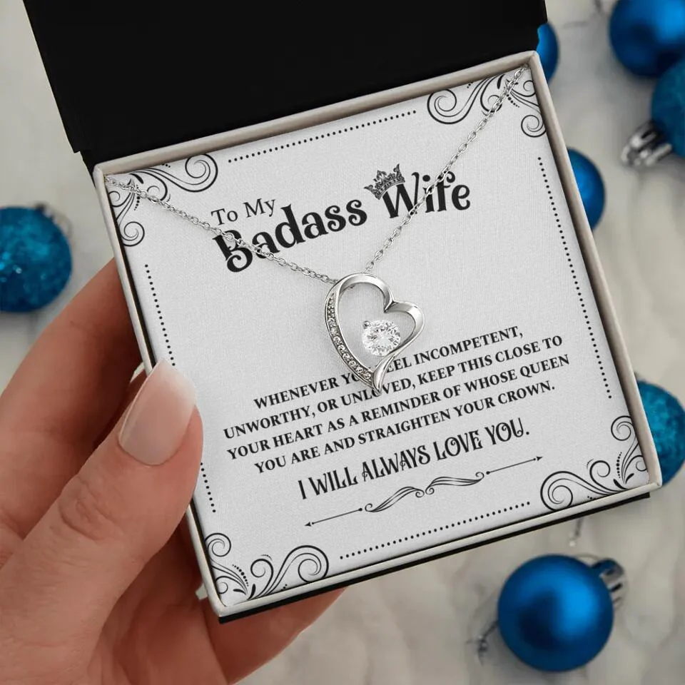 Meaningful Message To My Badass Wife Girlfriend Custom Necklace Anniversary Gift For Her - Image 15