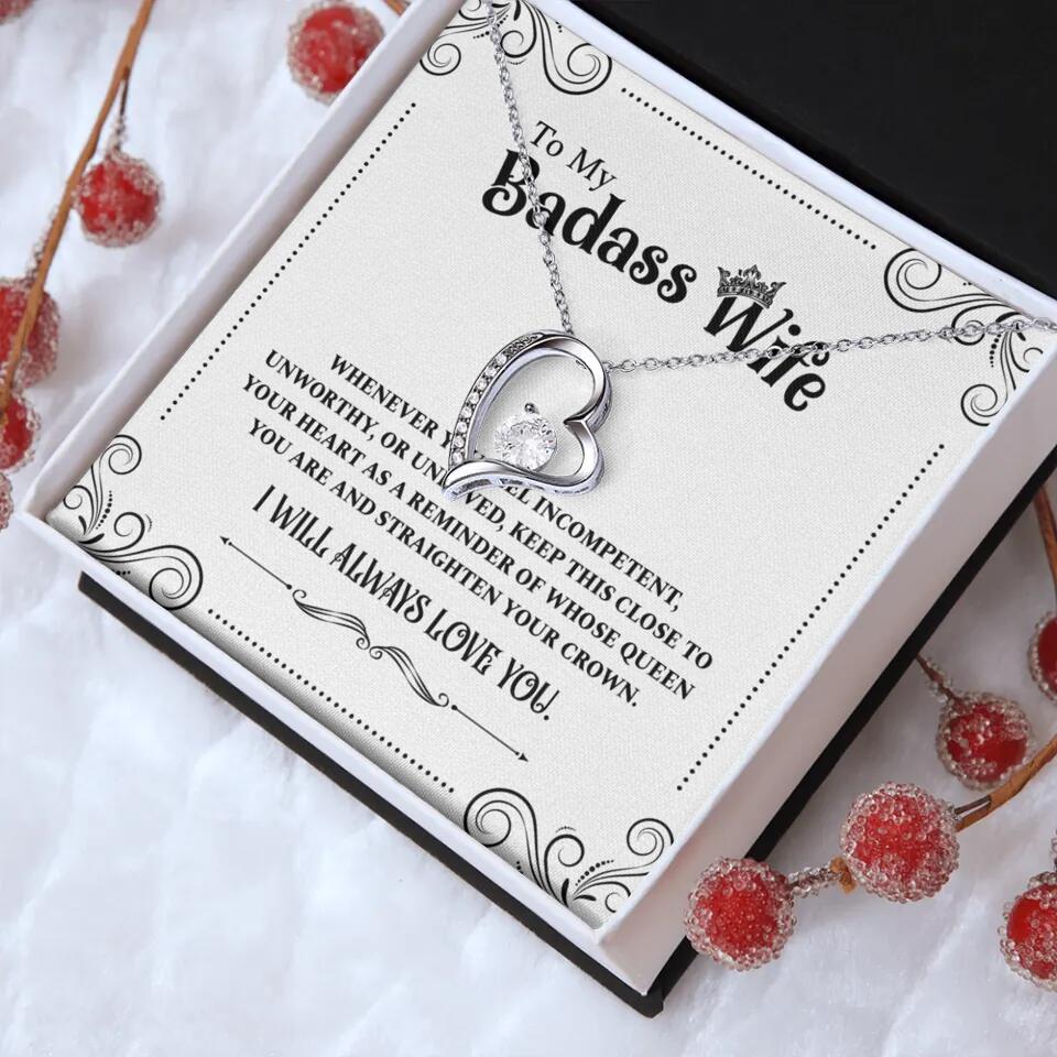 Meaningful Message To My Badass Wife Girlfriend Custom Necklace Anniversary Gift For Her - Image 17