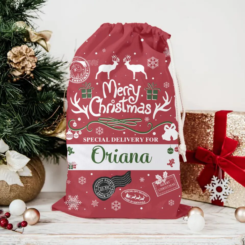 Merry Chrismast Special Gift Delivery - Personalized Christmas Sack Bag - Image 3