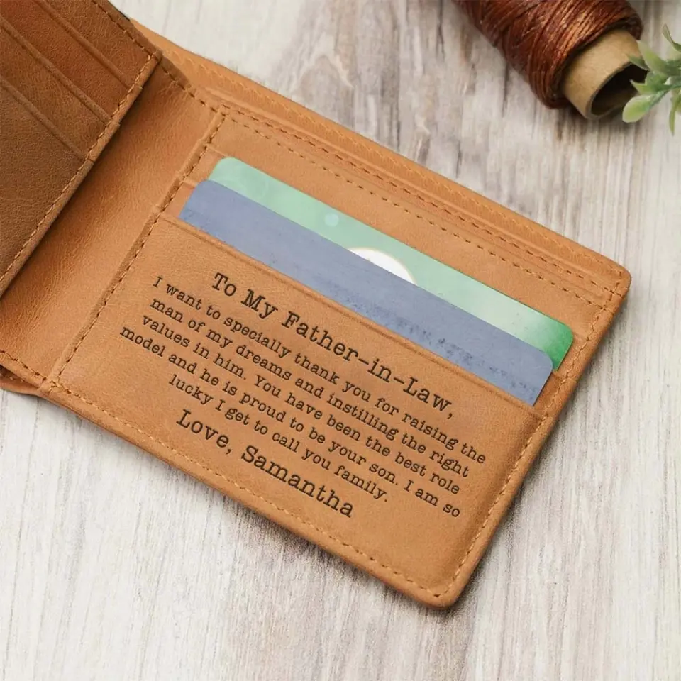 Message from Daughter-in-law to Father-in-law - Thank You for Raising the Man of My Dreams - Leather Wallet - Money Holder - for Men - Wedding Gift - Birthday Gift for Dad-in-law - 304ICNTLLW515 - Image 5
