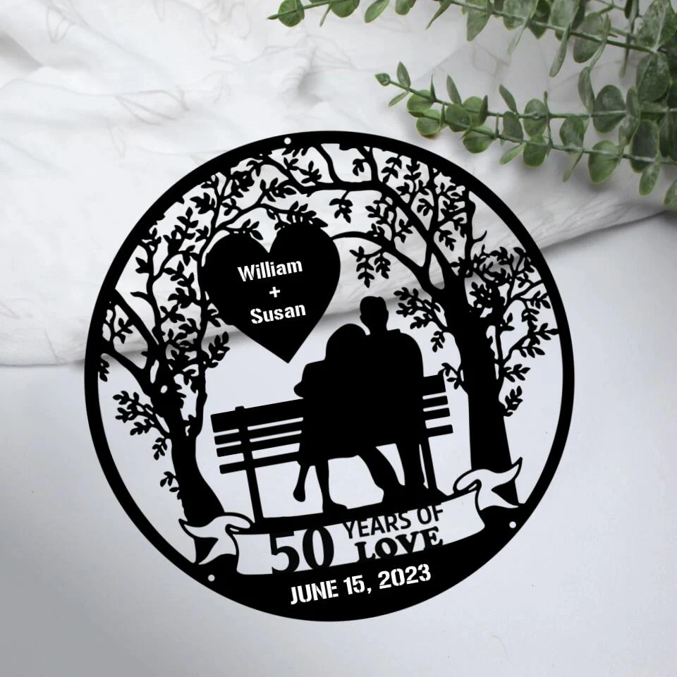 Milestone Anniversary Personalized Cut Metal Sign