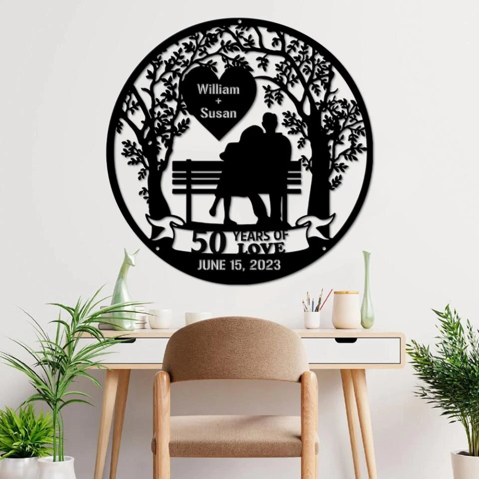 Milestone Anniversary Personalized Cut Metal Sign - Image 2
