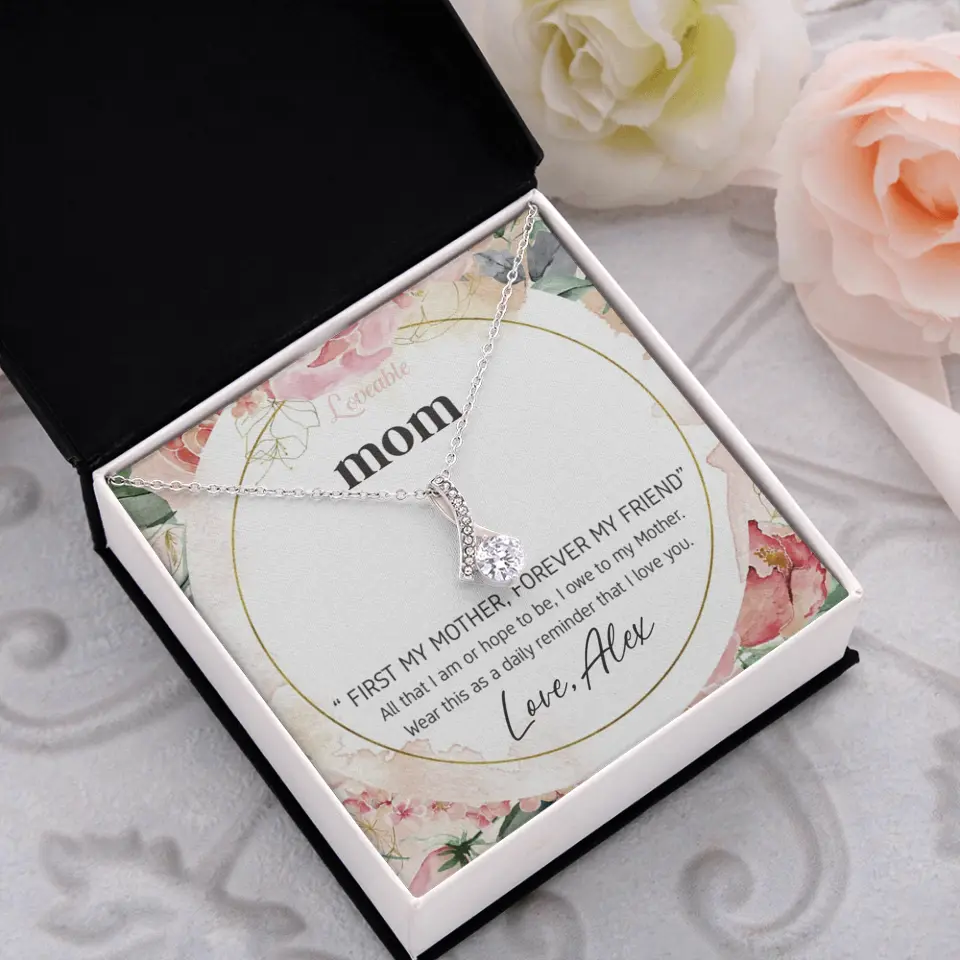 Mom First Mother Forever Friend Daily Reminder that I Love You Necklace for Mommy from Kid - Image 41