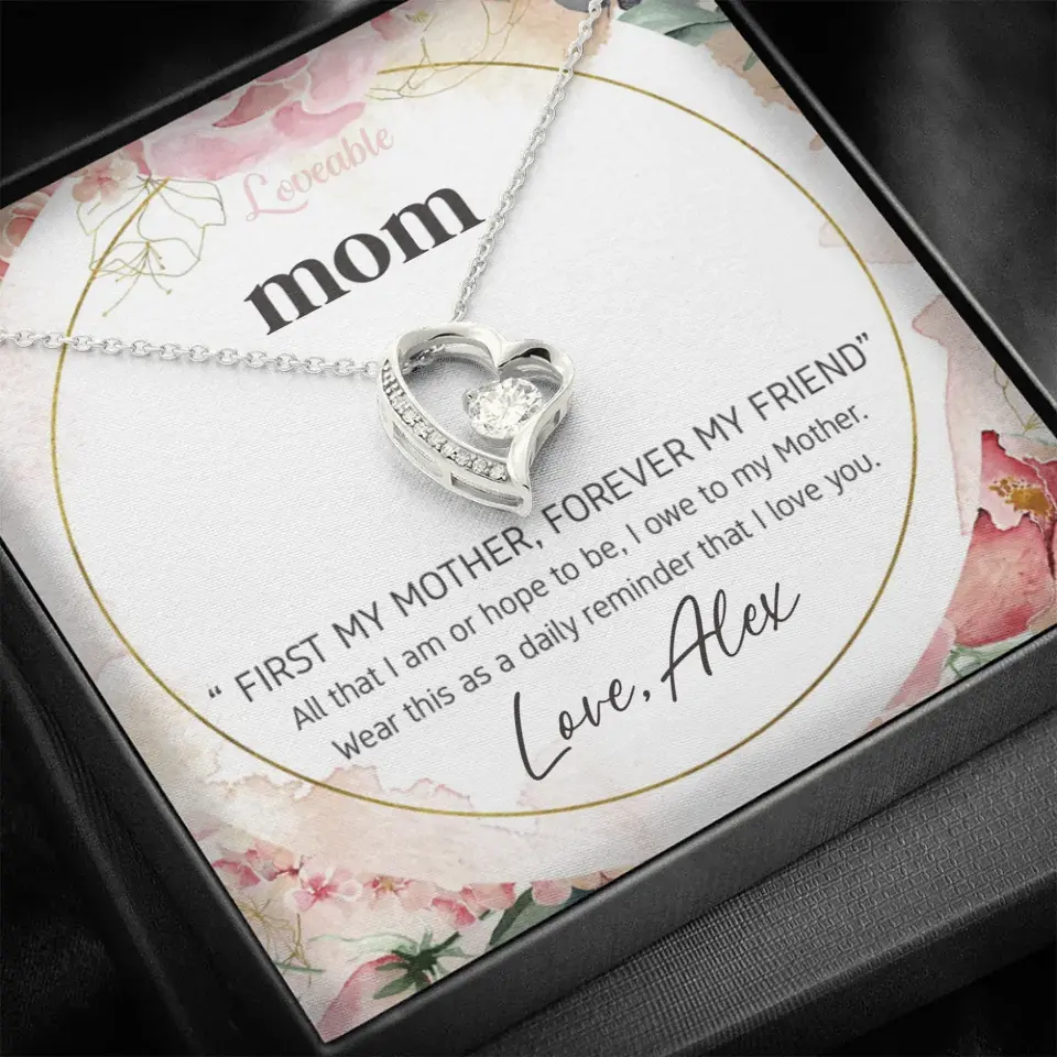 Mom First Mother Forever Friend Daily Reminder that I Love You Necklace for Mommy from Kid - Image 71
